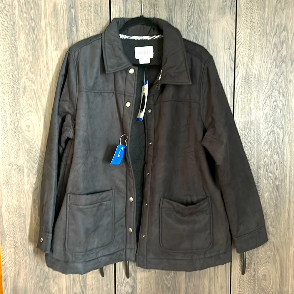 Boston traders size L black snap up. New Jacket